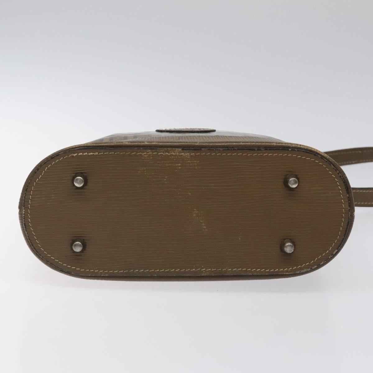 FENDI Zucchino Canvas Shoulder Bag Enamel Beige Gold Auth ep8215