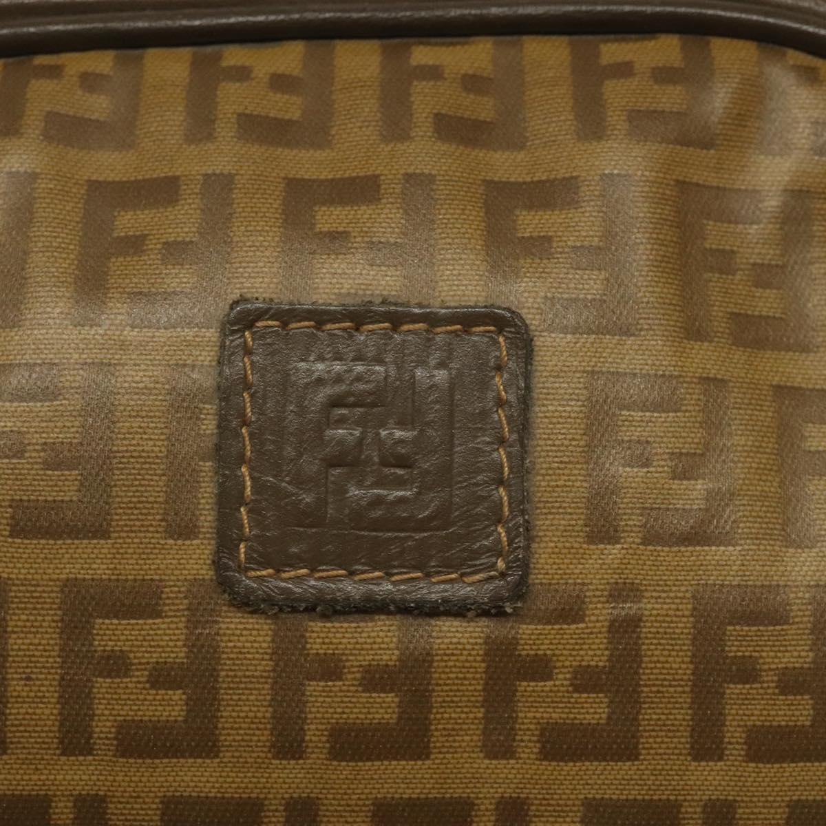 FENDI Zucchino Canvas Shoulder Bag Beige Auth ep8232