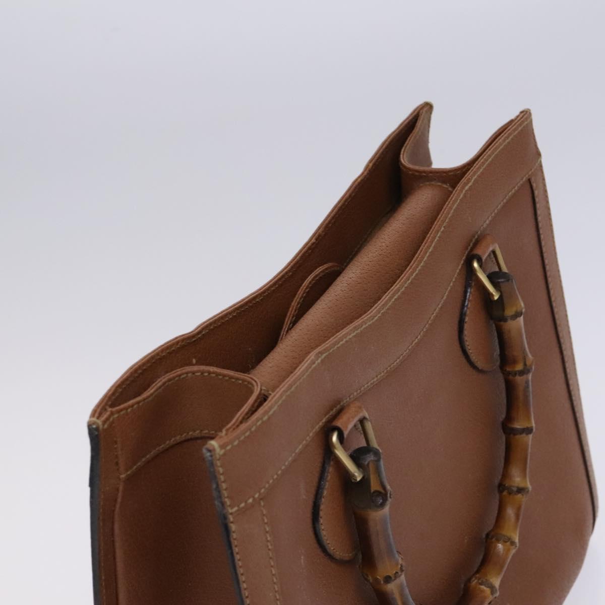 GUCCI Bamboo Hand Bag Leather 2way Brown Gold 000 122 0290 Auth ep8235