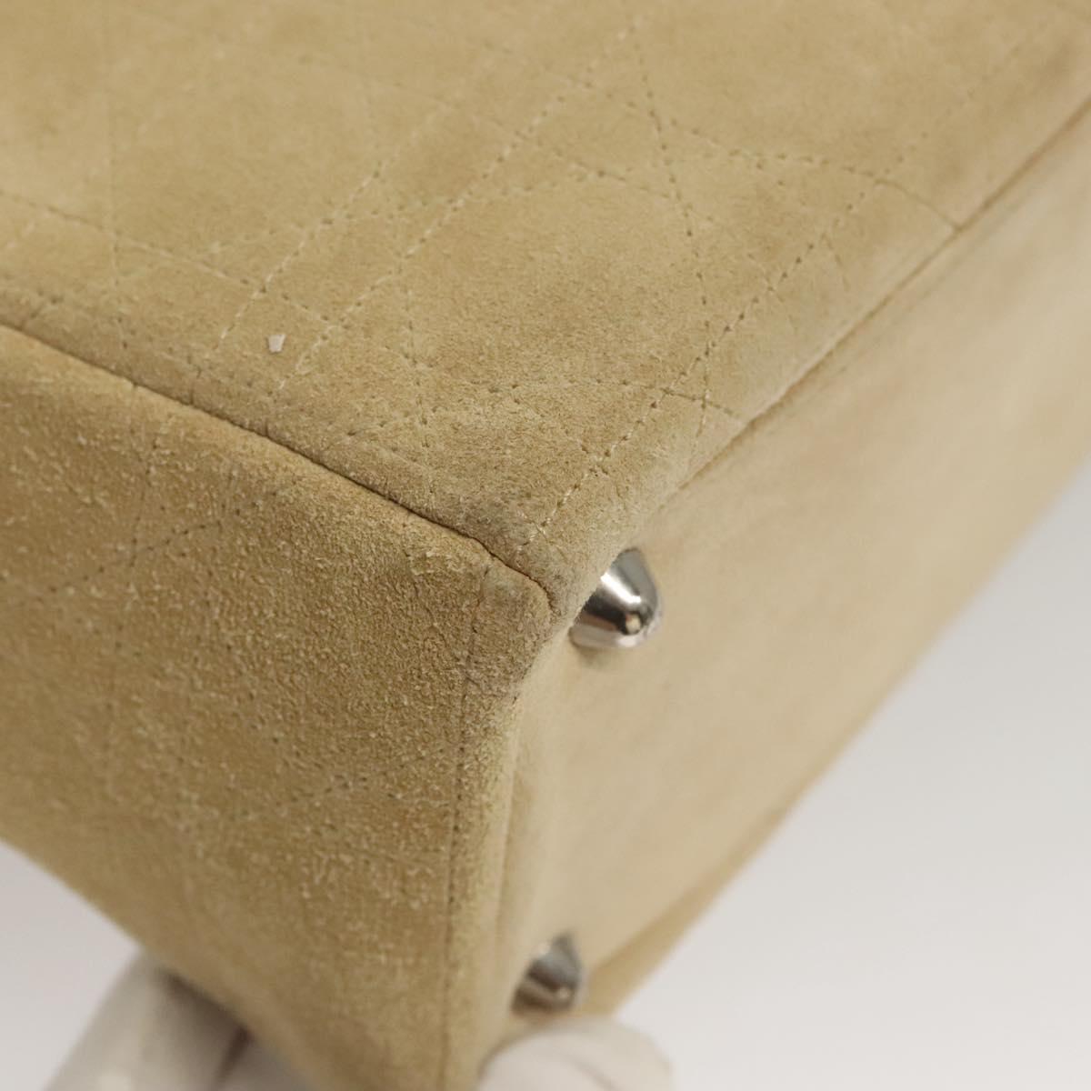 Christian Dior Canage Hand Bag Suede 2way Beige Silver Auth ep8239