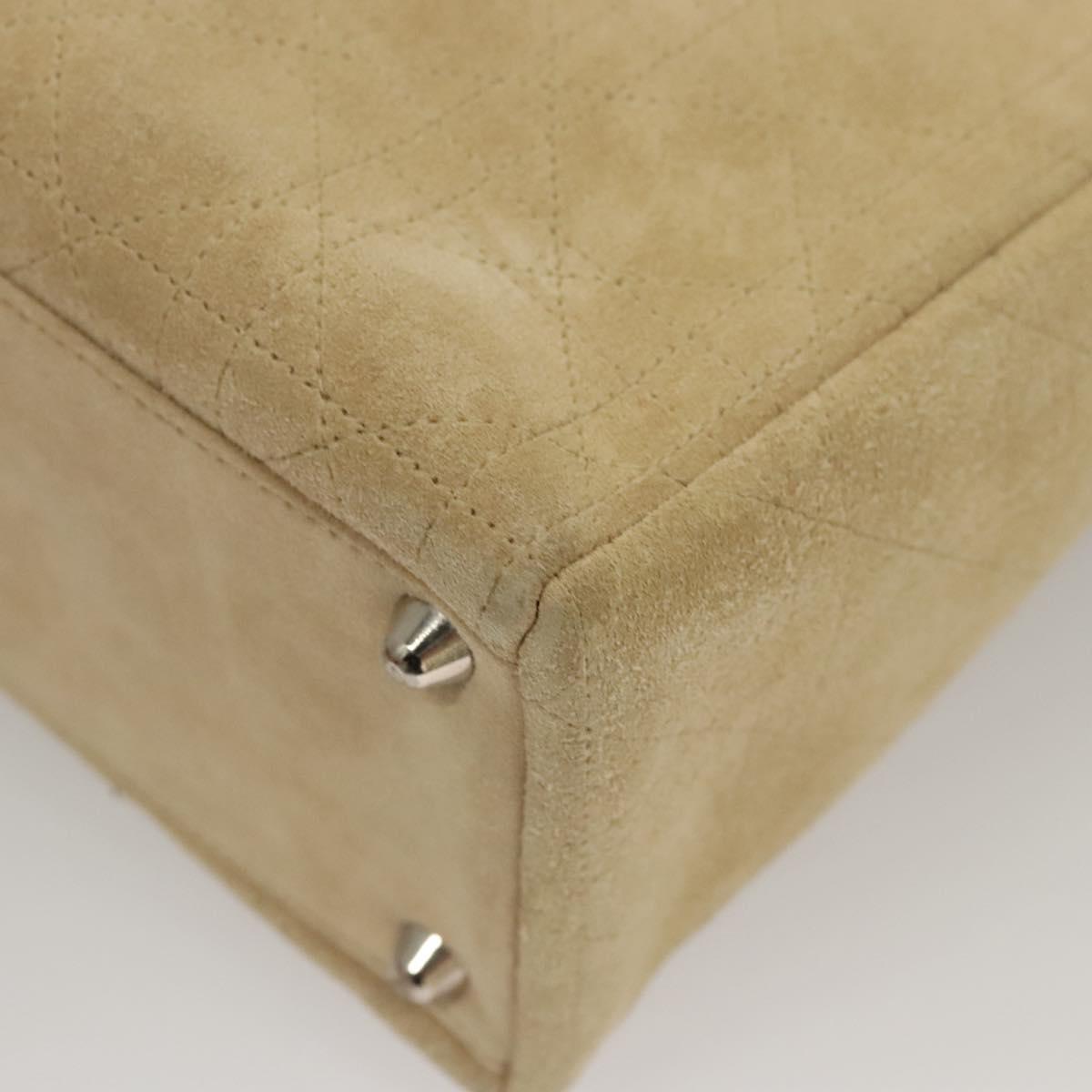 Christian Dior Canage Hand Bag Suede 2way Beige Silver Auth ep8239
