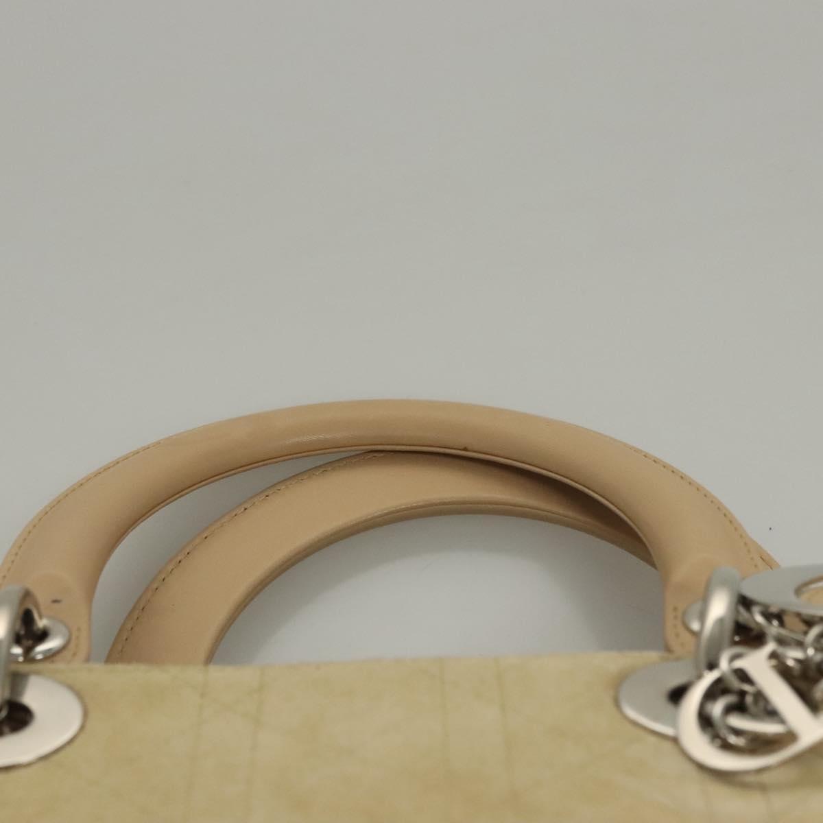 Christian Dior Canage Hand Bag Suede 2way Beige Silver Auth ep8239