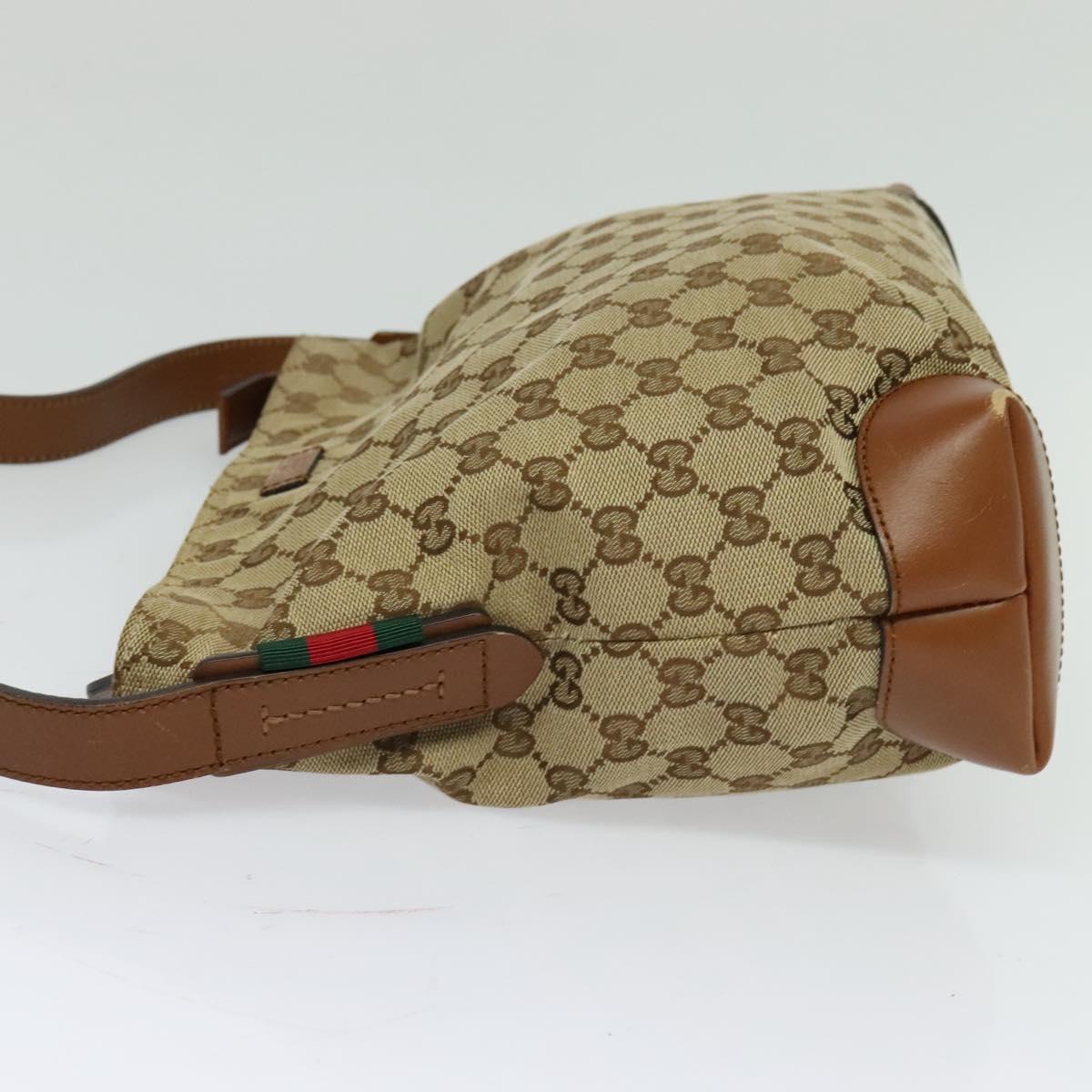 GUCCI GG Canvas Web Sherry Line Shoulder Bag Beige Red Green 337598 Auth ep8262