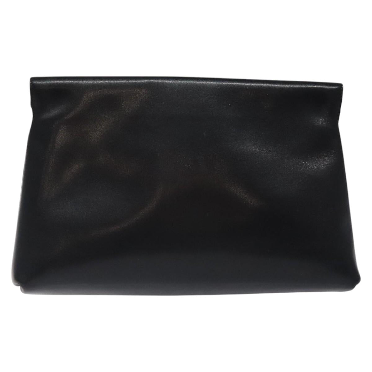 GUCCI Clutch Bag Leather Black Auth ep8264