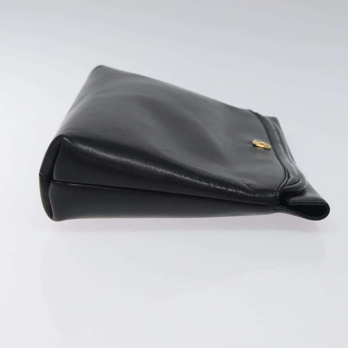 GUCCI Clutch Bag Leather Black Auth ep8264