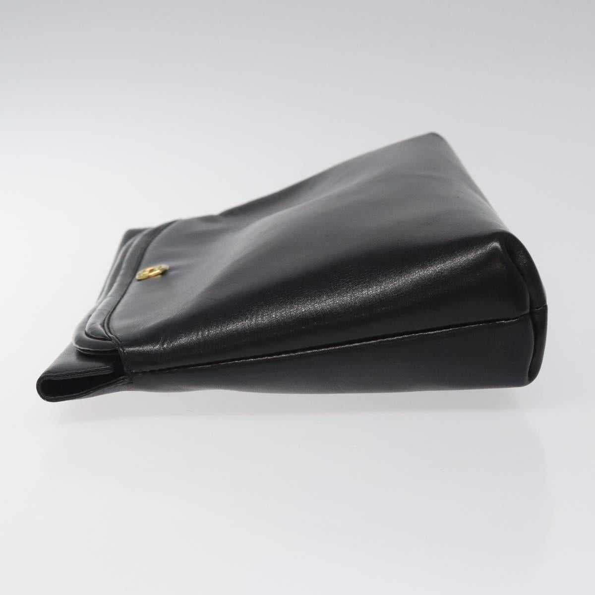 GUCCI Clutch Bag Leather Black Auth ep8264