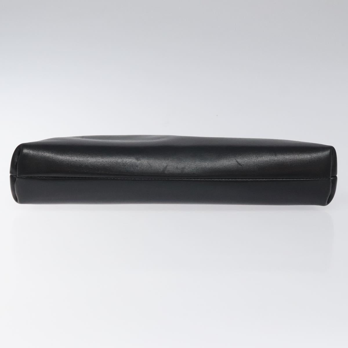 GUCCI Clutch Bag Leather Black Auth ep8264