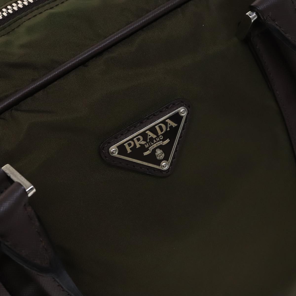 PRADA Boston Bag Nylon Khaki Auth ep8320