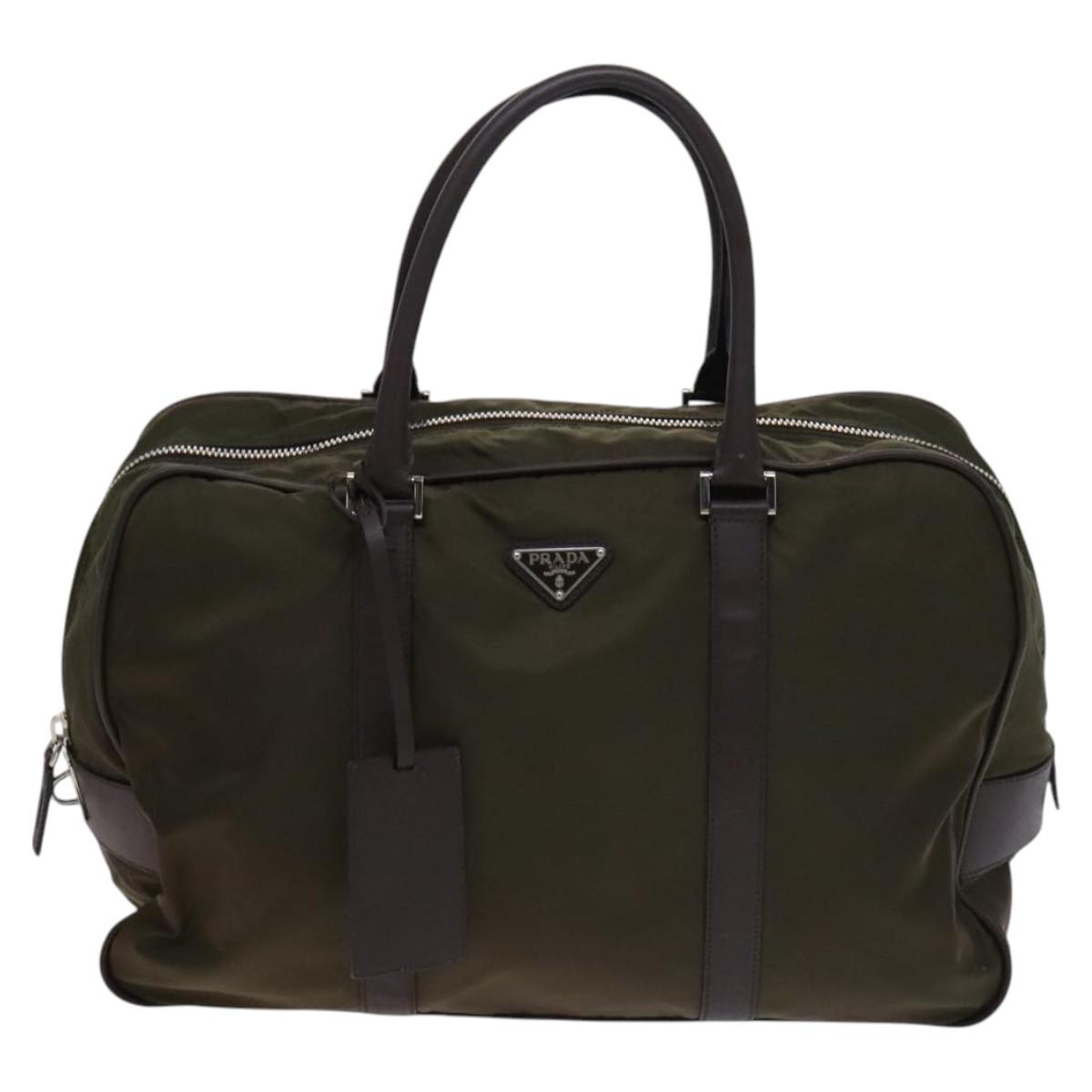 PRADA Boston Bag Nylon Khaki Auth ep8320