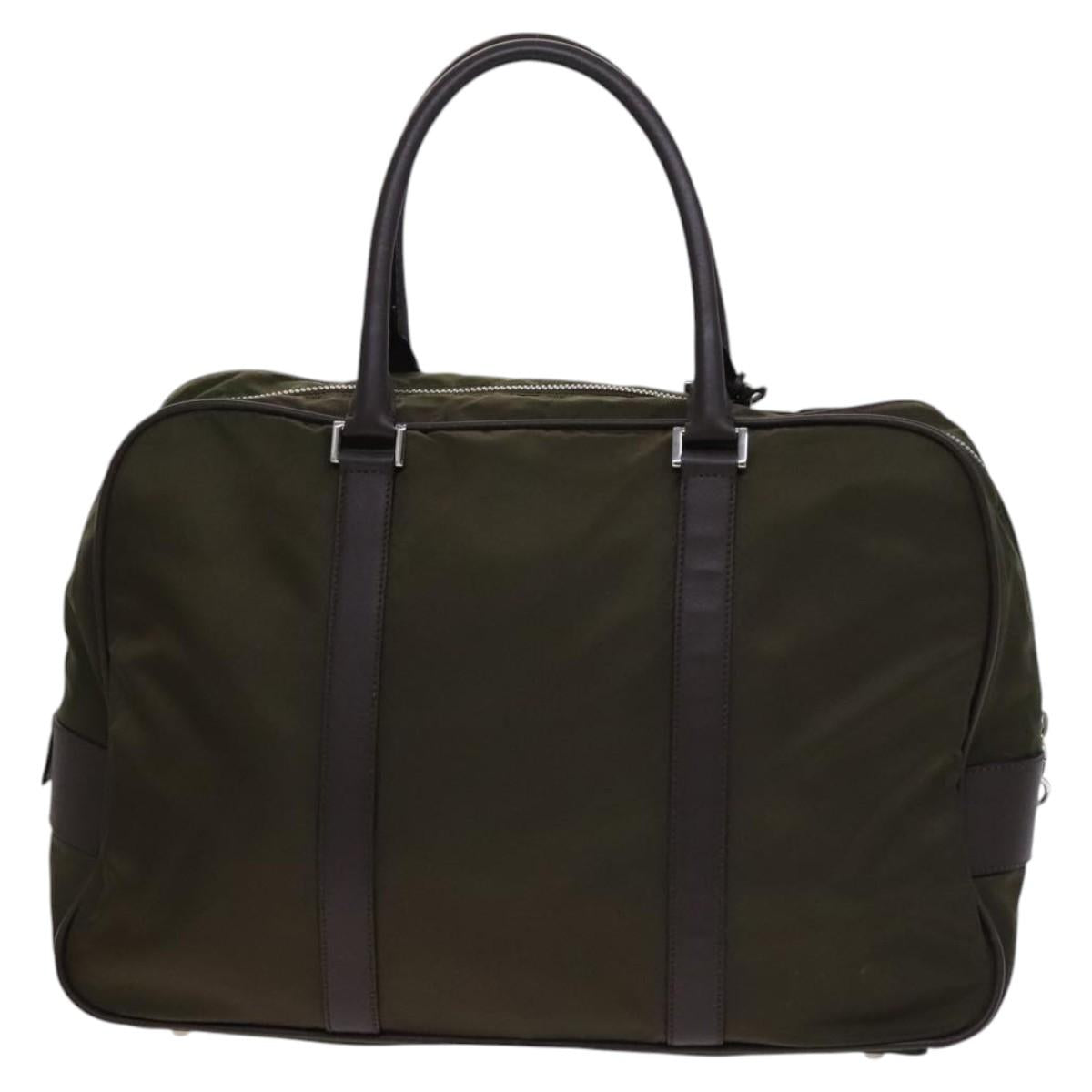 PRADA Boston Bag Nylon Khaki Auth ep8320