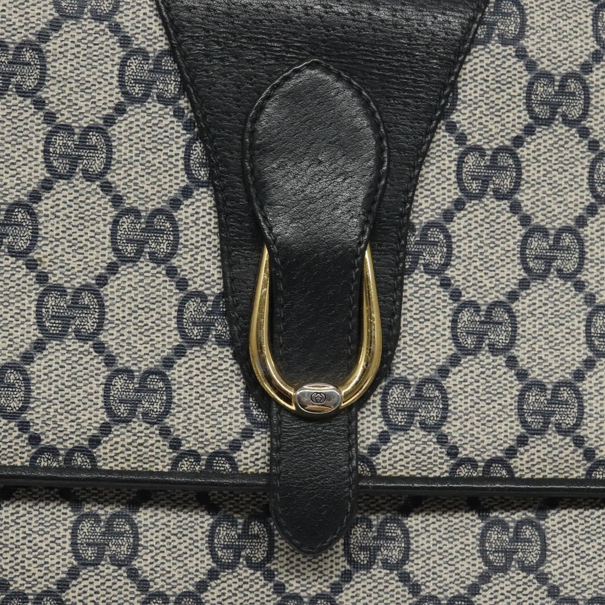 GUCCI GG Supreme Shoulder Bag PVC Navy Gold 904 02 050 Auth ep8341