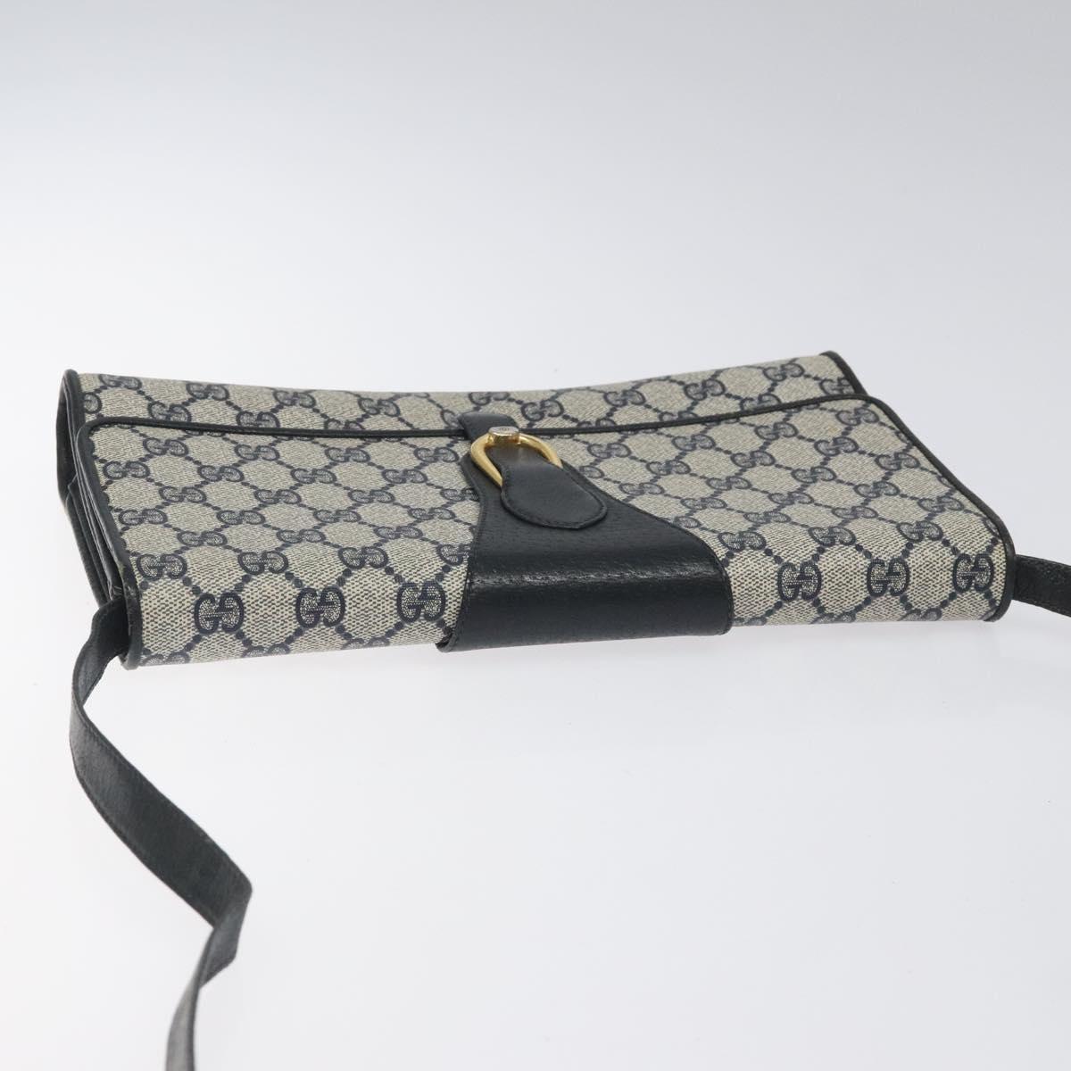 GUCCI GG Supreme Shoulder Bag PVC Navy Gold 904 02 050 Auth ep8341
