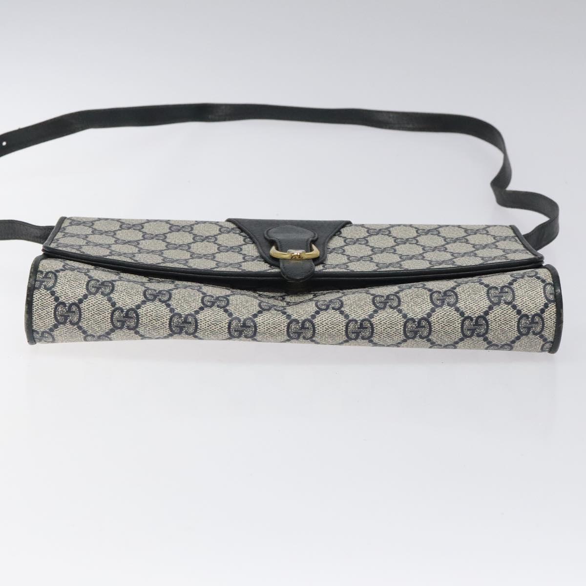 GUCCI GG Supreme Shoulder Bag PVC Navy Gold 904 02 050 Auth ep8341
