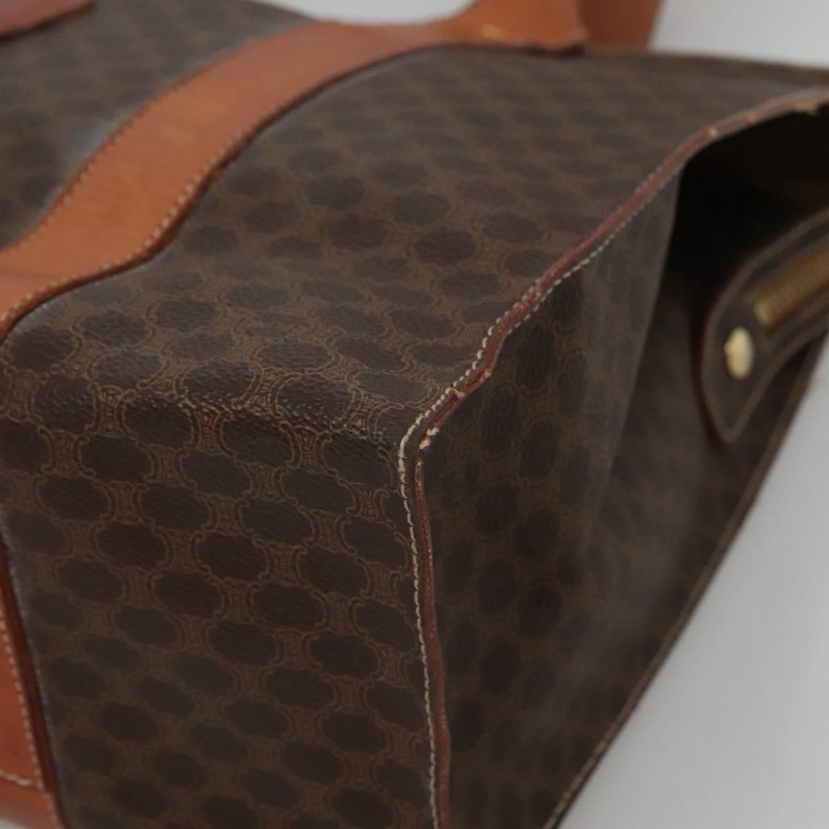 CELINE Macadam Canvas Tote Bag PVC Leather Brown Gold Auth ep8342