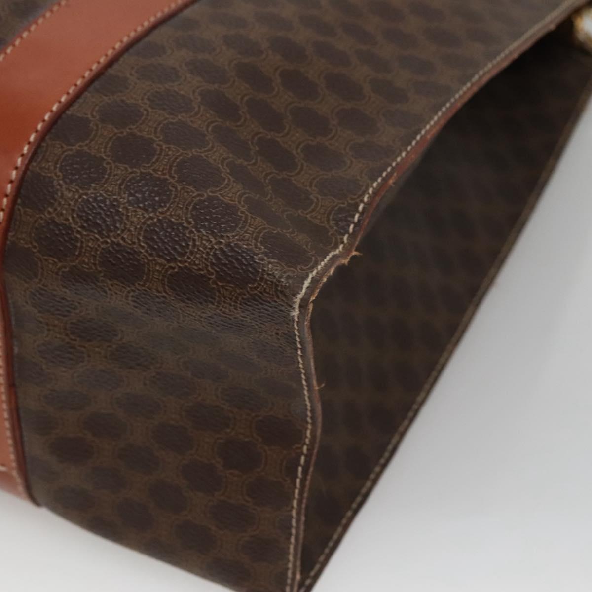 CELINE Macadam Canvas Tote Bag PVC Leather Brown Gold Auth ep8342