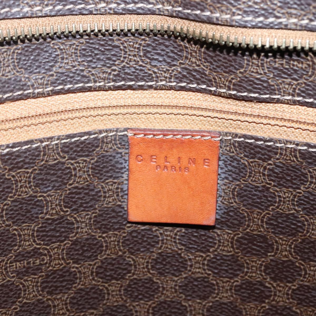 CELINE Macadam Canvas Tote Bag PVC Leather Brown Gold Auth ep8342