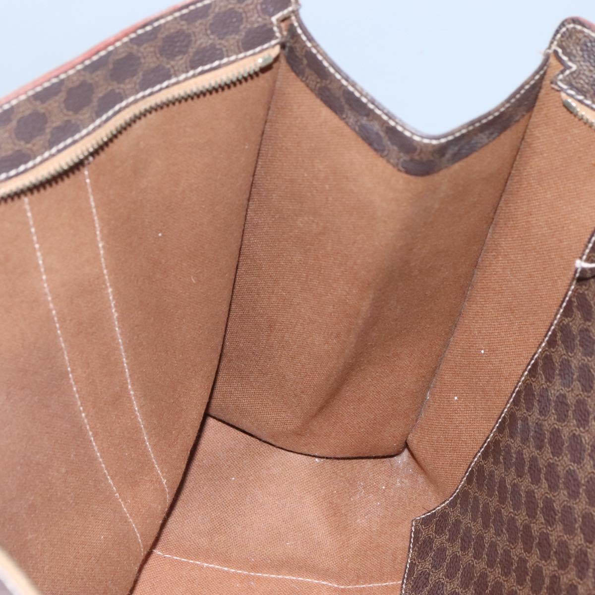 CELINE Macadam Canvas Tote Bag PVC Leather Brown Gold Auth ep8342