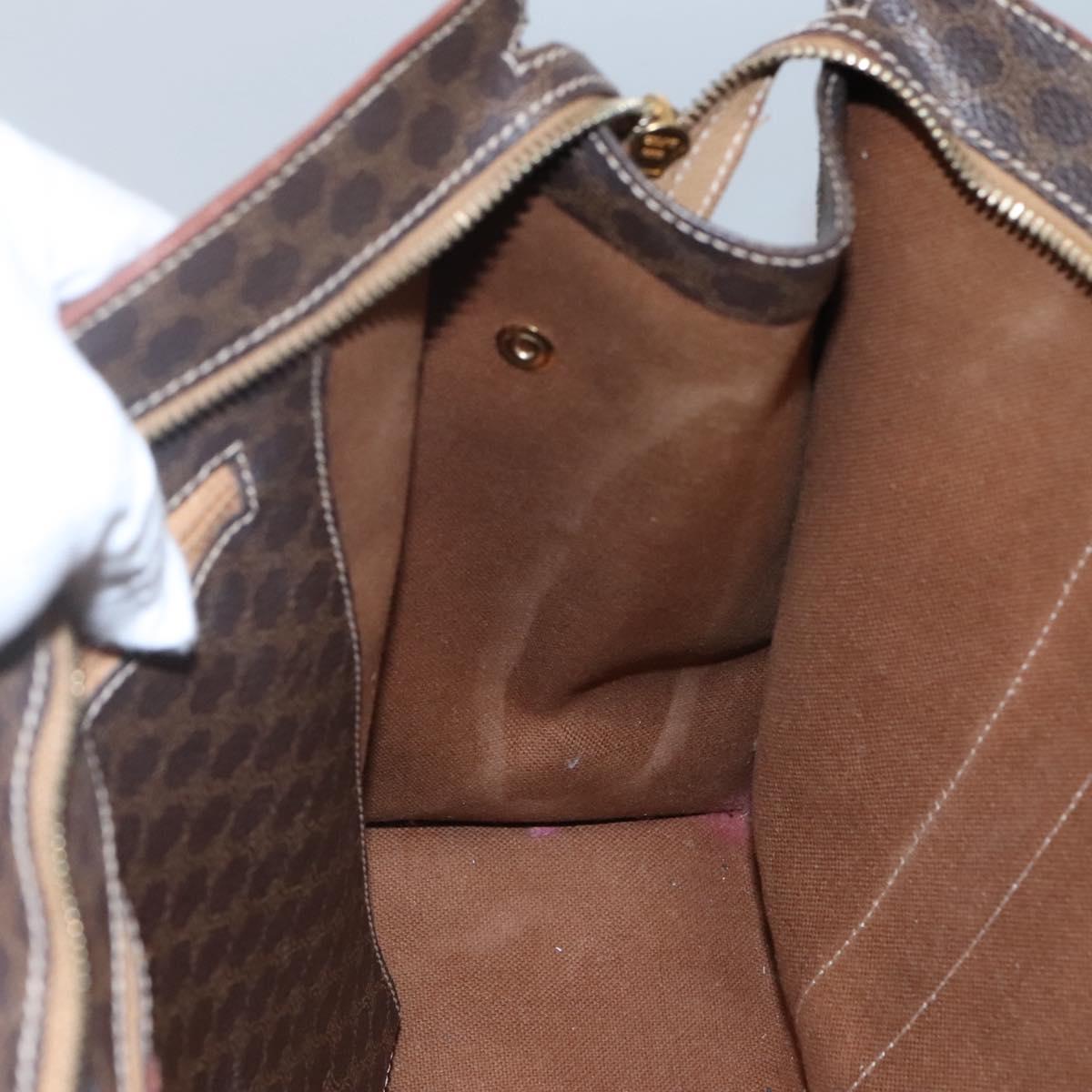CELINE Macadam Canvas Tote Bag PVC Leather Brown Gold Auth ep8342