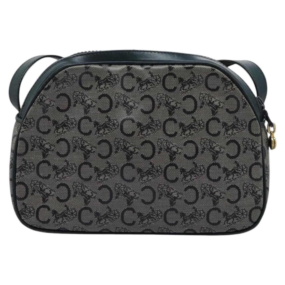 CELINE C Sulky Shoulder Bag PVC Navy Gold Auth ep8365