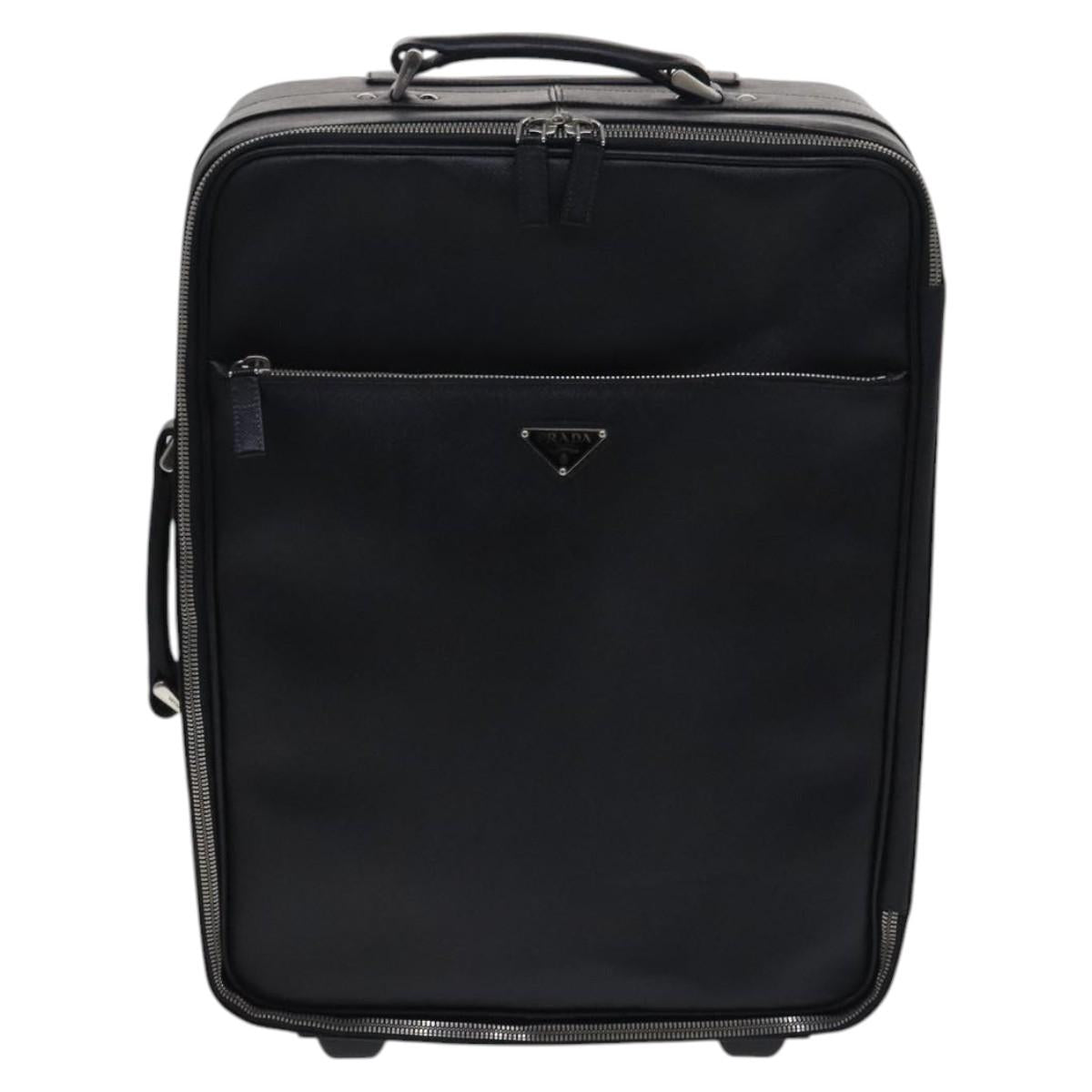 PRADA Suitcase Safiano leather Black Auth ep8401
