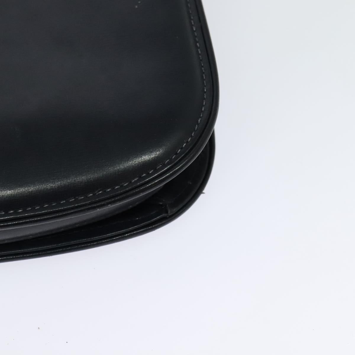 GUCCI Shoulder Bag Leather Navy Gold Auth ep8402