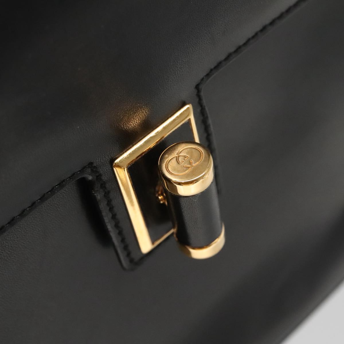 GUCCI Hand Bag Leather Black Gold 000 46 0096 Auth ep8407