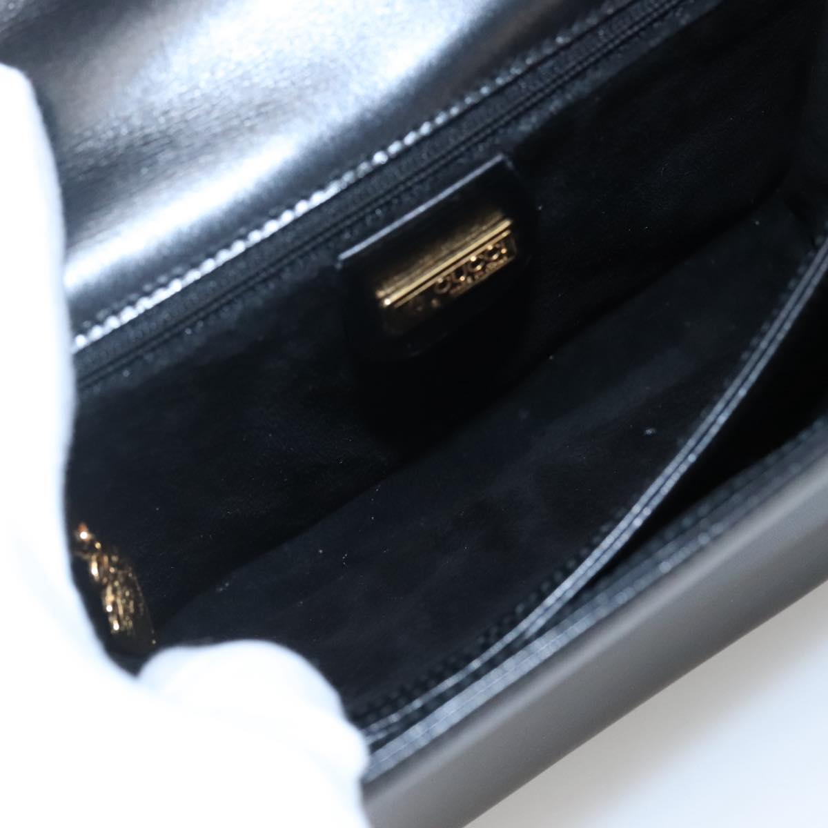 GUCCI Hand Bag Leather Black Gold 000 46 0096 Auth ep8407