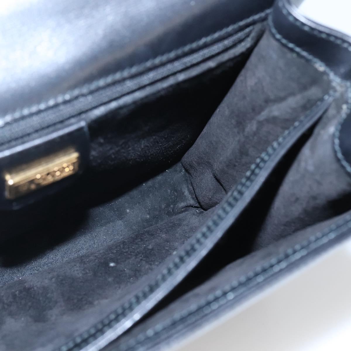 GUCCI Hand Bag Leather Black Gold 000 46 0096 Auth ep8407