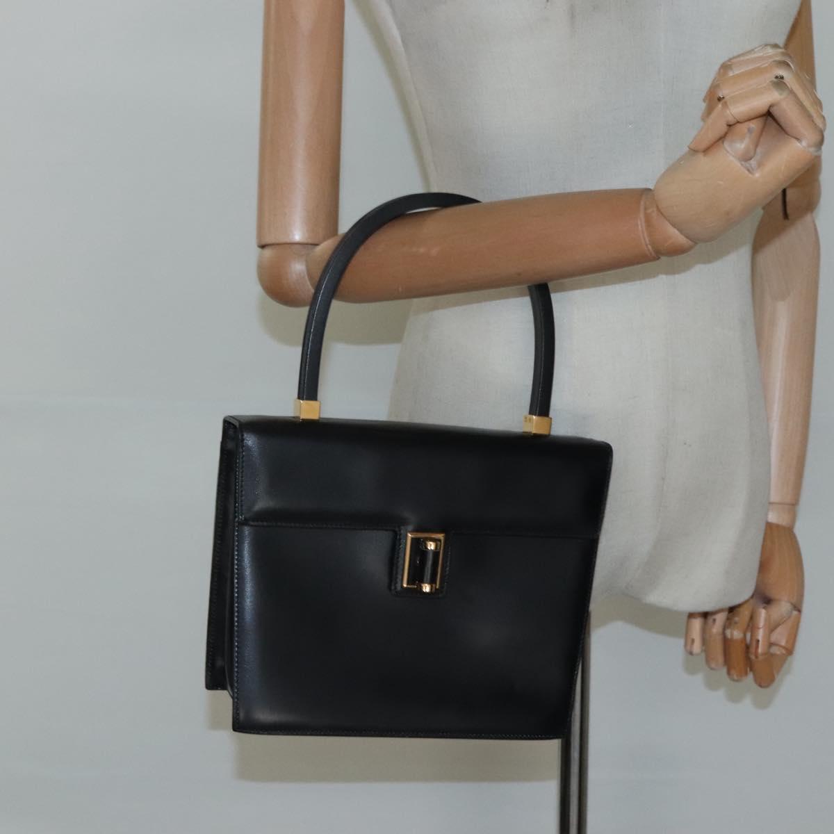 GUCCI Hand Bag Leather Black Gold 000 46 0096 Auth ep8407