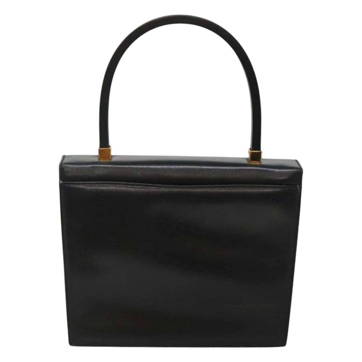 GUCCI Hand Bag Leather Black Gold 000 46 0096 Auth ep8407