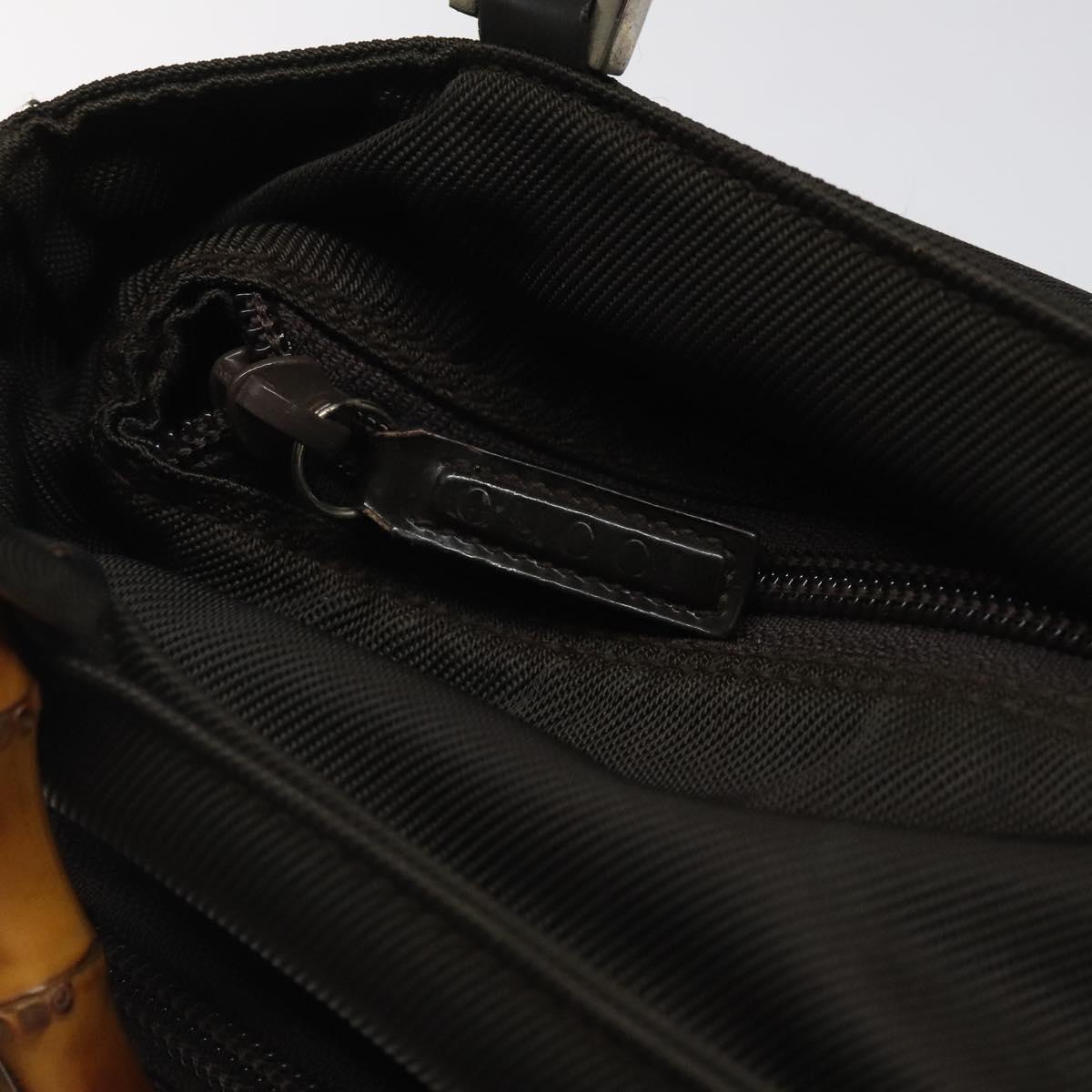 GUCCI Bamboo Hand Bag Nylon Brown Silver 002 2058 0508 5 Auth ep8410