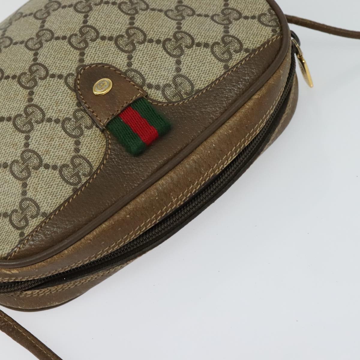 GUCCI GG Supreme Web Sherry Line Shoulder Bag PVC Beige 89 02 066 Auth ep8425