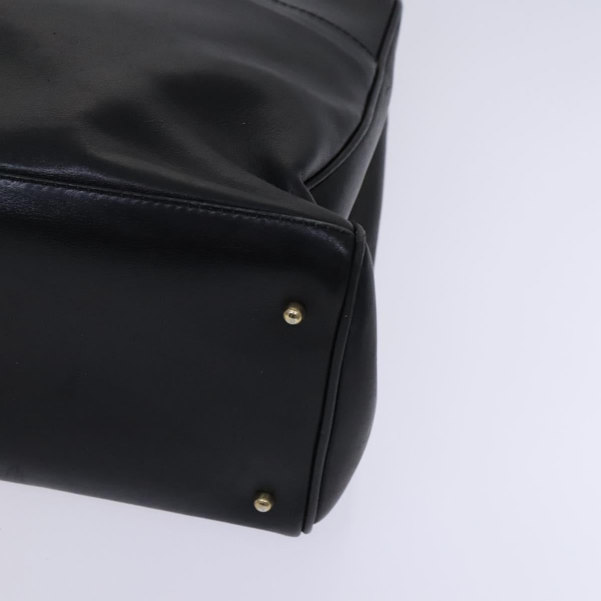 GUCCI Bamboo Hand Bag Leather 2way Black Gold 002 123 0322 Auth ep8450