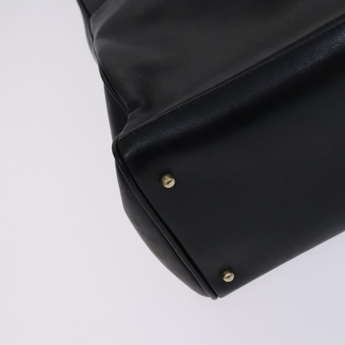 GUCCI Bamboo Hand Bag Leather 2way Black Gold 002 123 0322 Auth ep8450