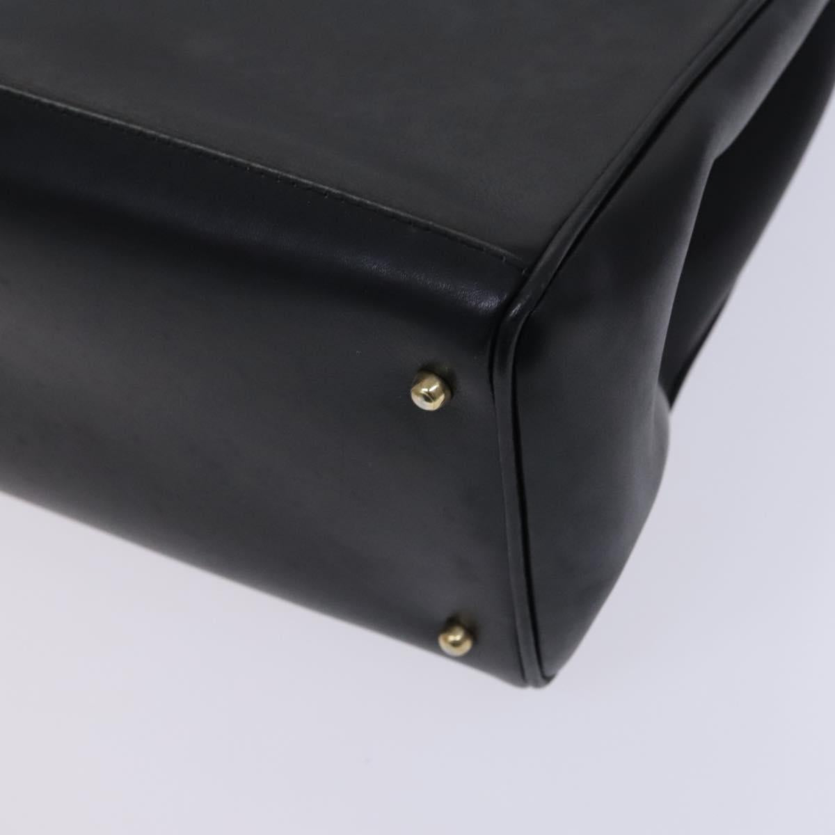 GUCCI Bamboo Hand Bag Leather 2way Black Gold 002 123 0322 Auth ep8450