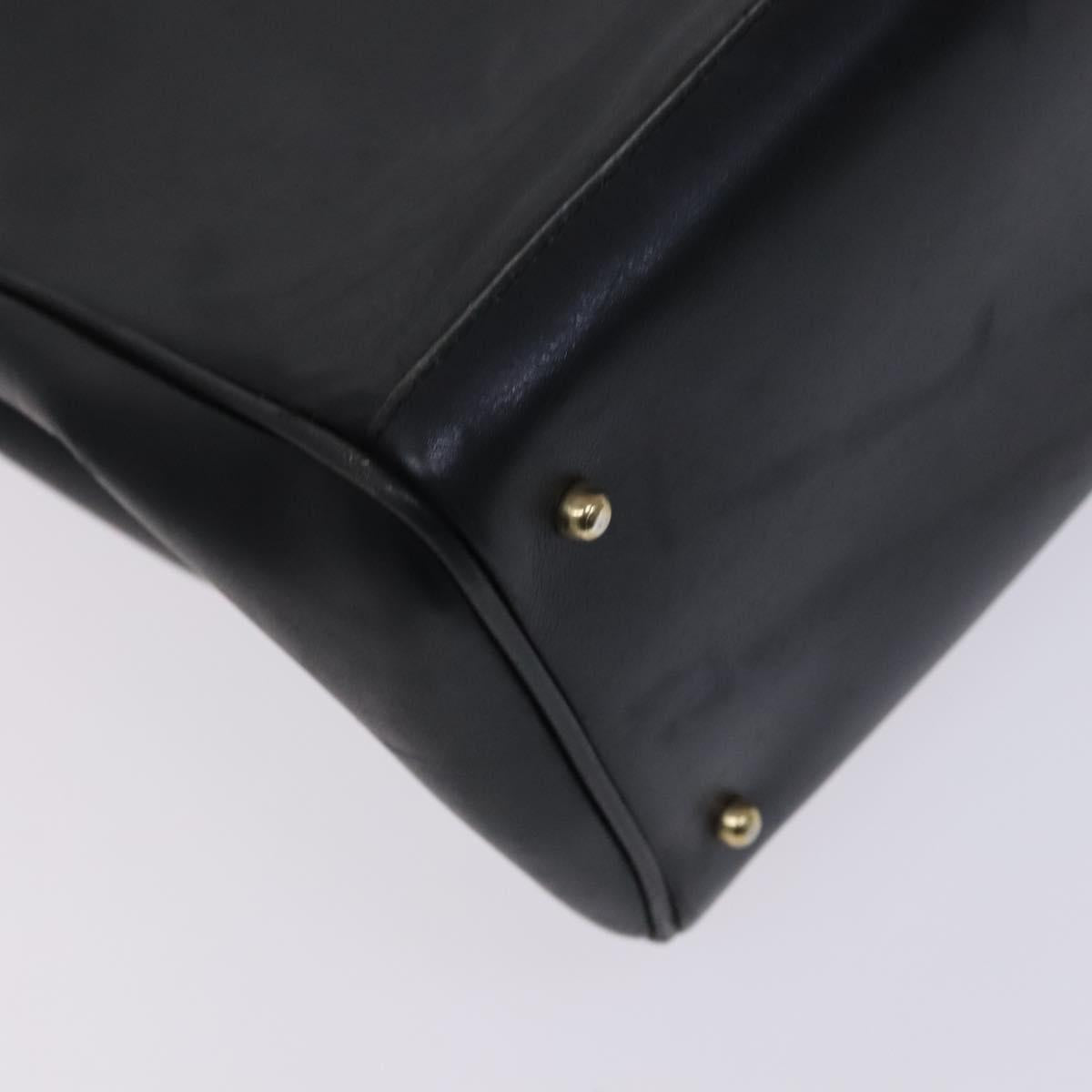 GUCCI Bamboo Hand Bag Leather 2way Black Gold 002 123 0322 Auth ep8450