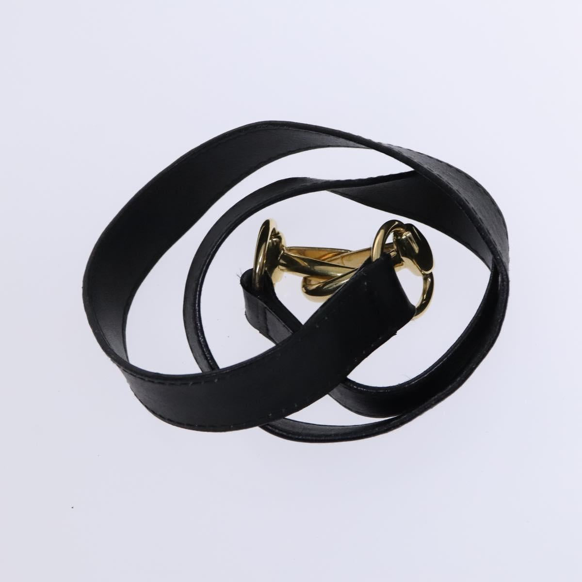 GUCCI Bamboo Hand Bag Leather 2way Black Gold 002 123 0322 Auth ep8450