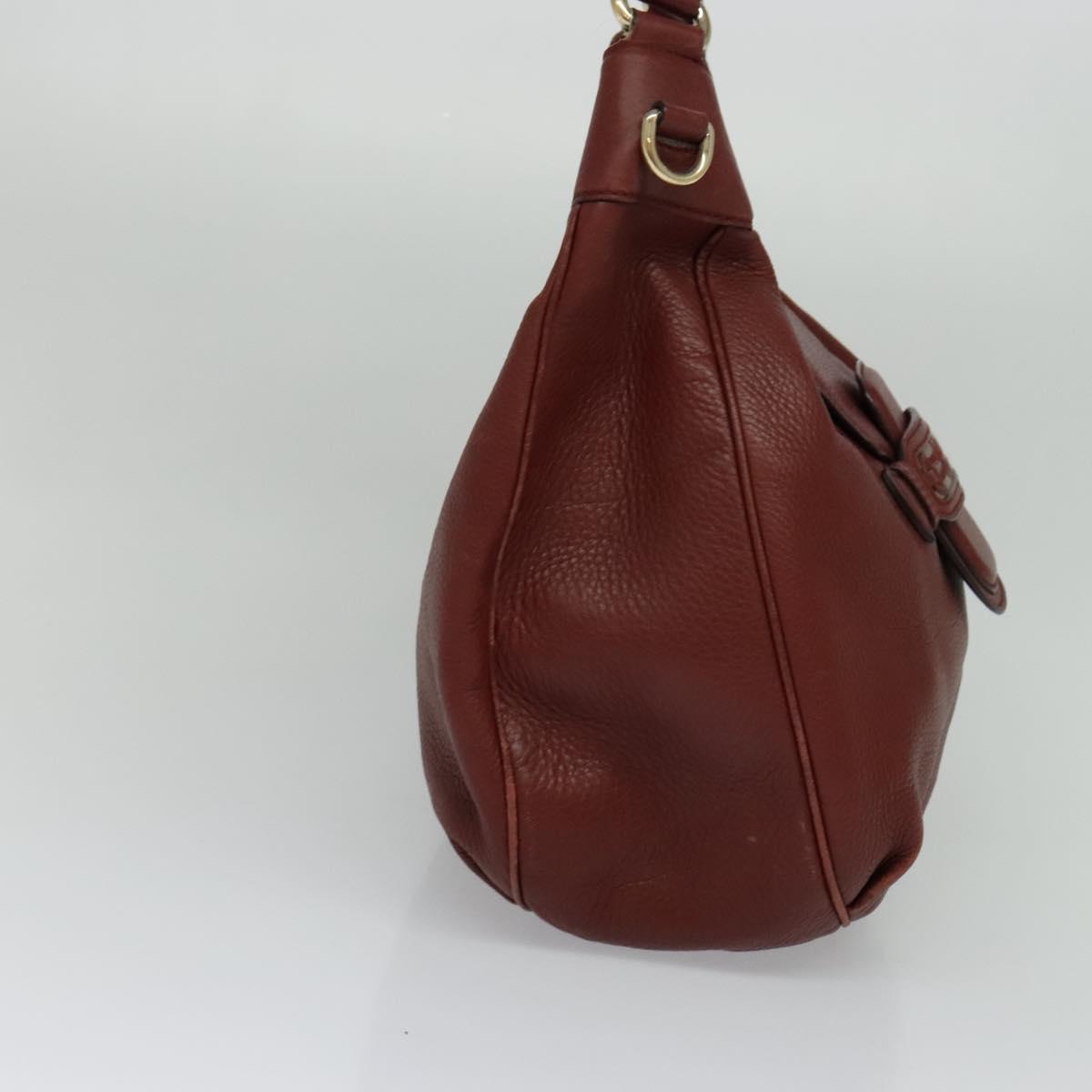 GUCCI Shoulder Bag Leather 2way Brown Gold 296851 Auth ep8453