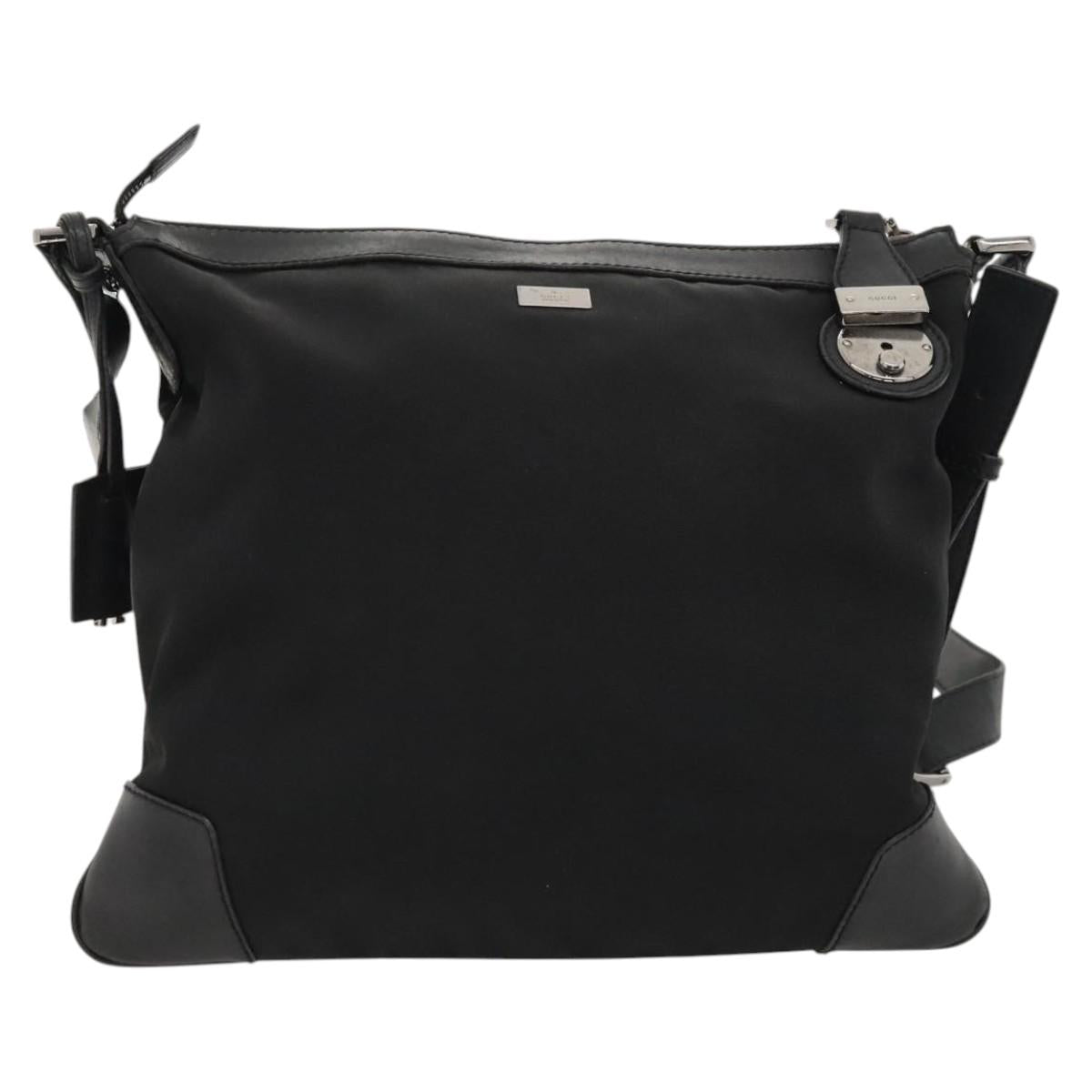 GUCCI Shoulder Bag Nylon Black Silver 148476 Auth ep8456