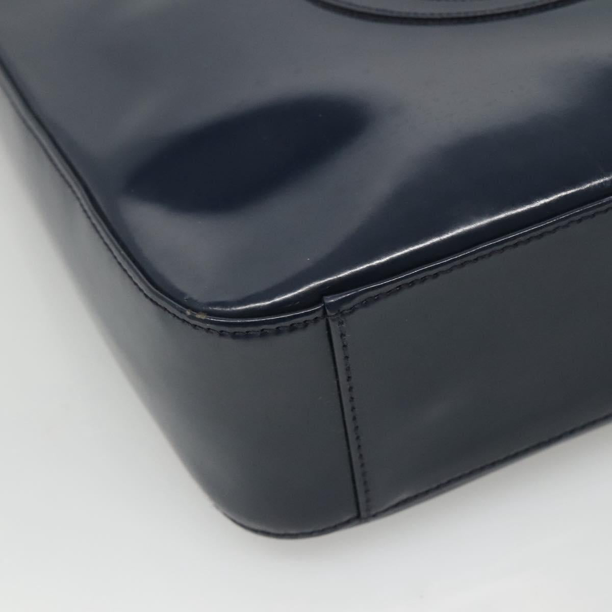 GUCCI Patent leather Shoulder Bag Navy Silver 000 1046 0506 Auth ep8474