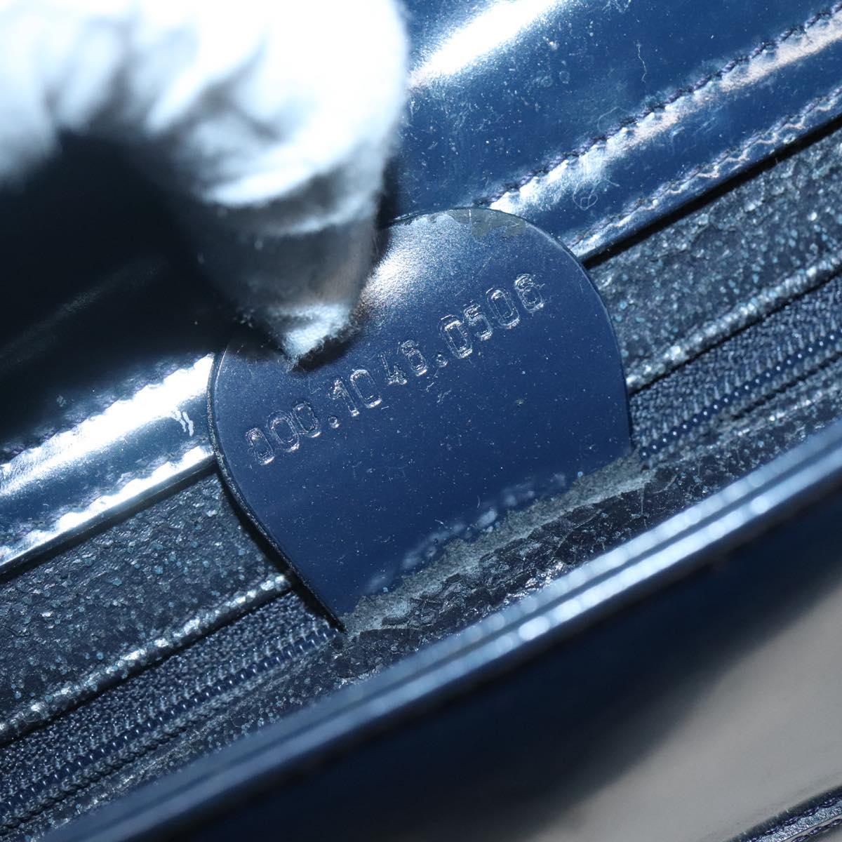 GUCCI Patent leather Shoulder Bag Navy Silver 000 1046 0506 Auth ep8474