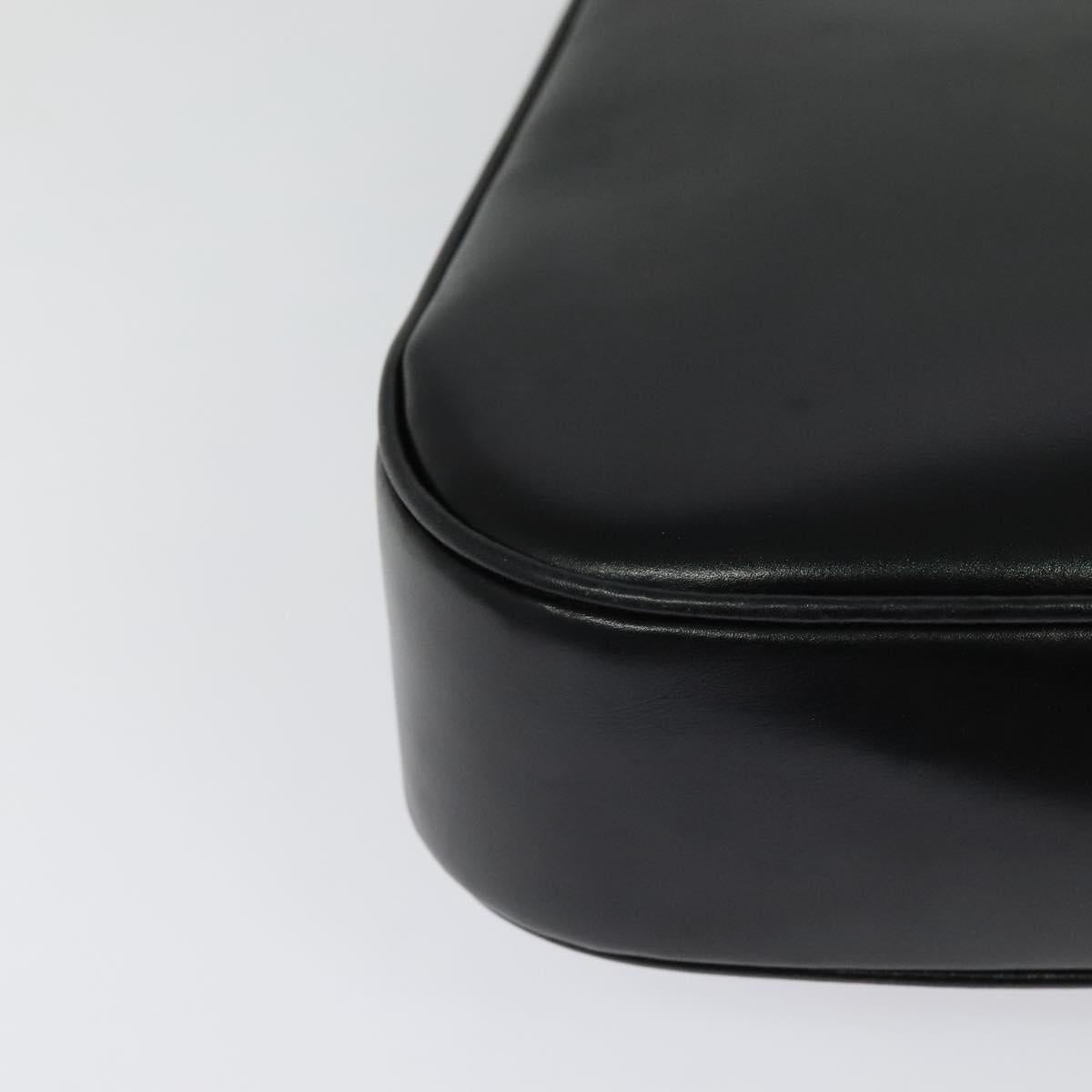 GUCCI Shoulder Bag Leather Black Gold Auth ep8475