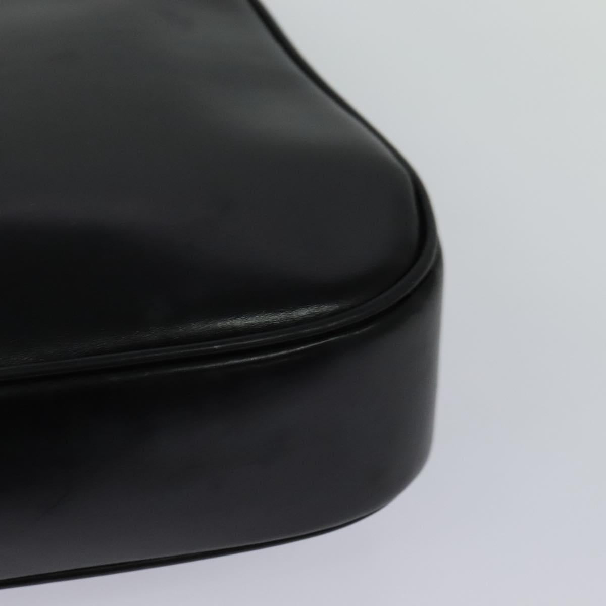 GUCCI Shoulder Bag Leather Black Gold Auth ep8475