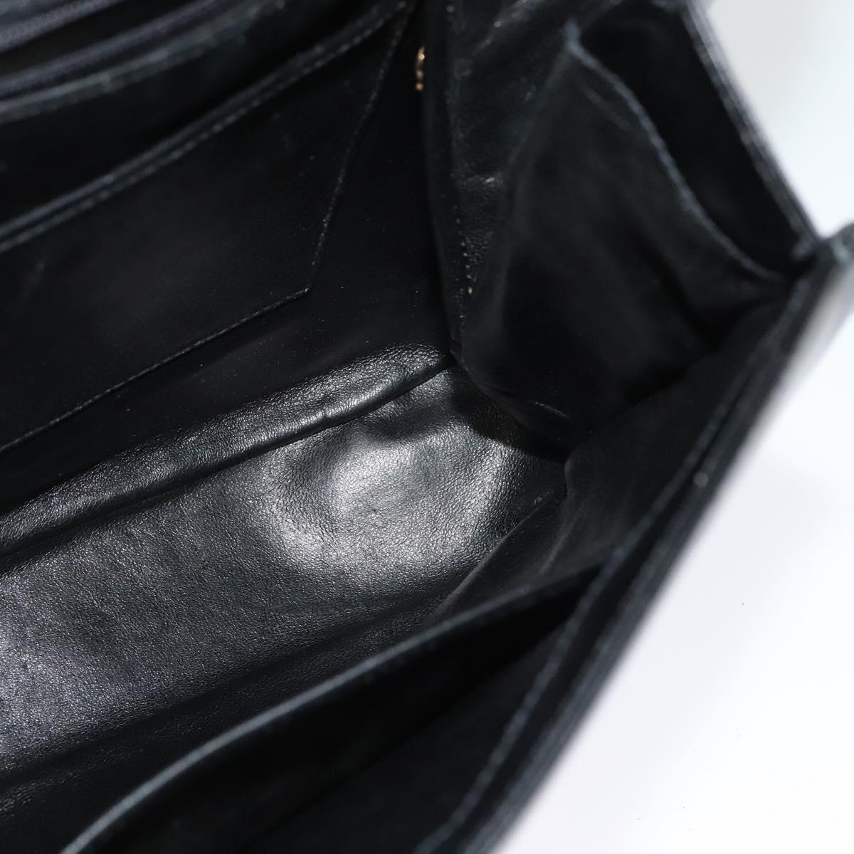 GUCCI Shoulder Bag Leather Black Gold Auth ep8475