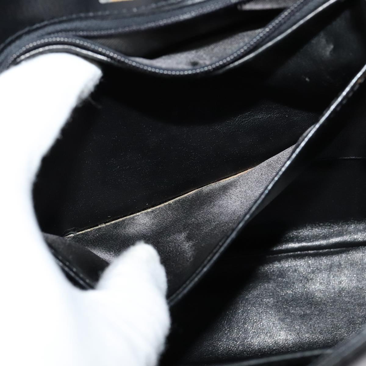 GUCCI Shoulder Bag Leather Black Gold Auth ep8475