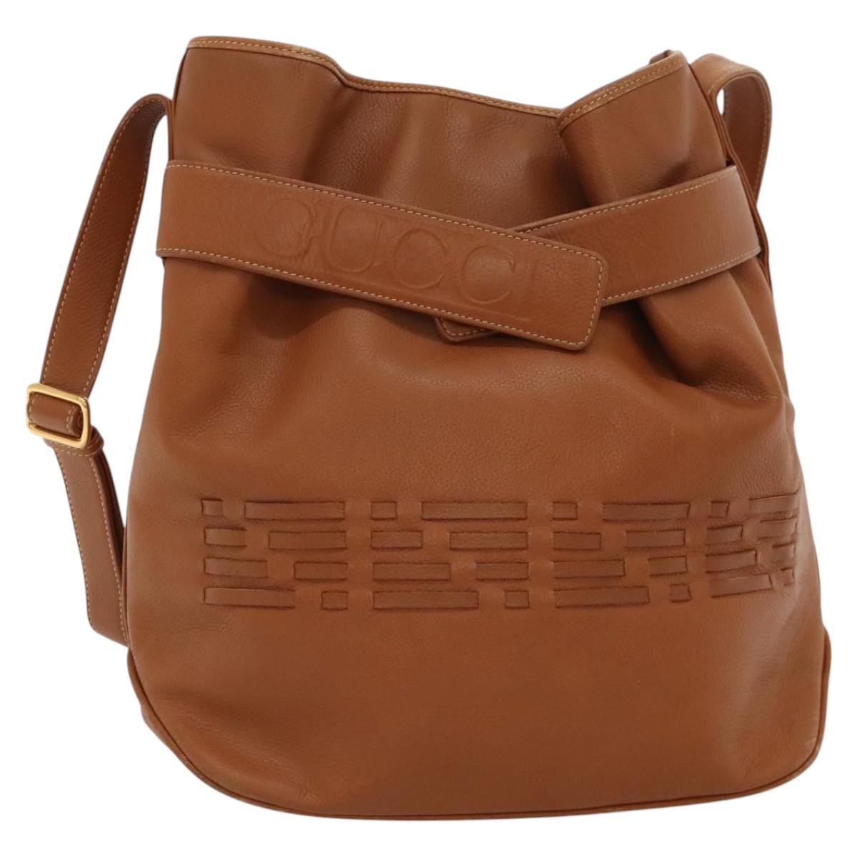 GUCCI Shoulder Bag Leather Brown Gold 001 48 0812 Auth ep8497