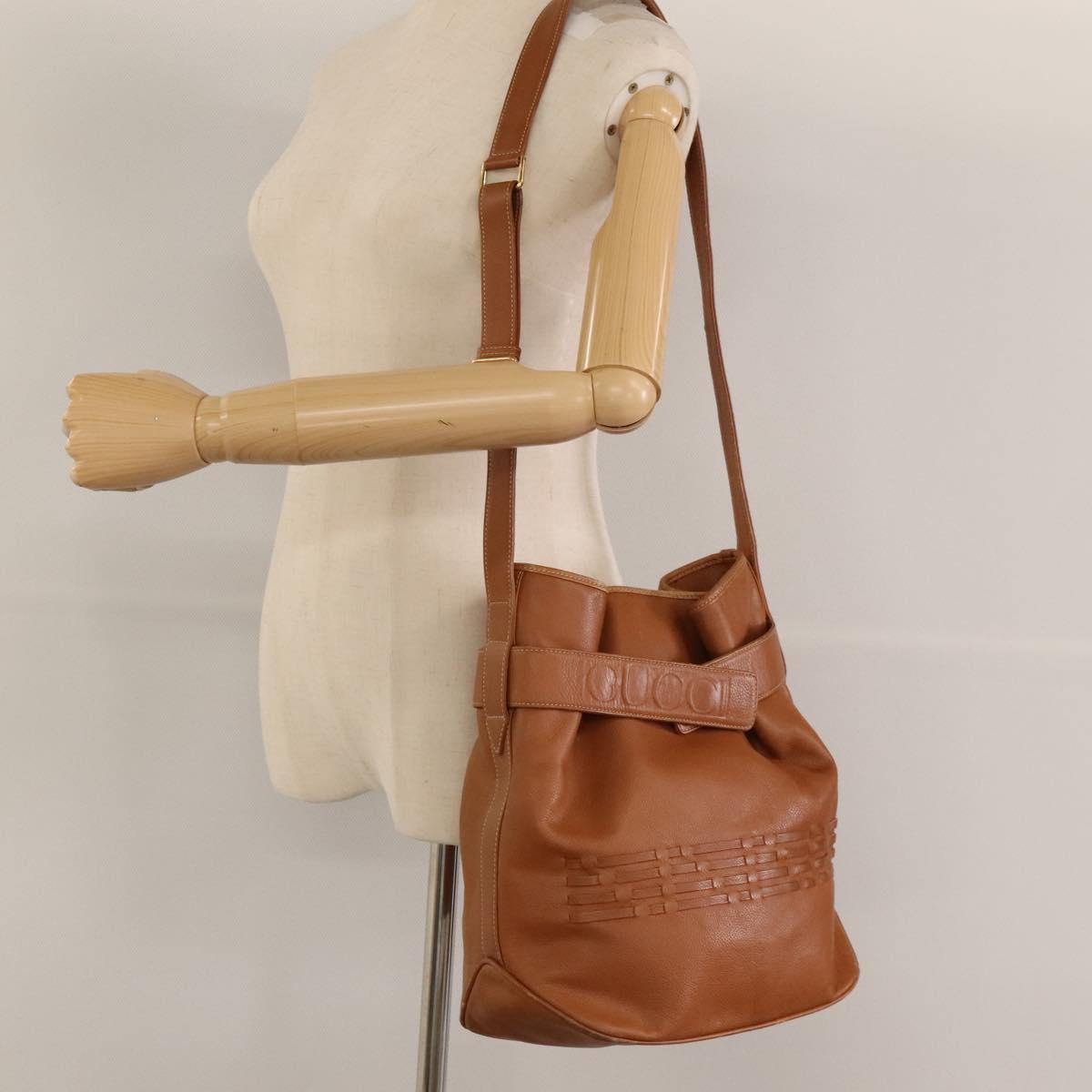 GUCCI Shoulder Bag Leather Brown Gold 001 48 0812 Auth ep8497