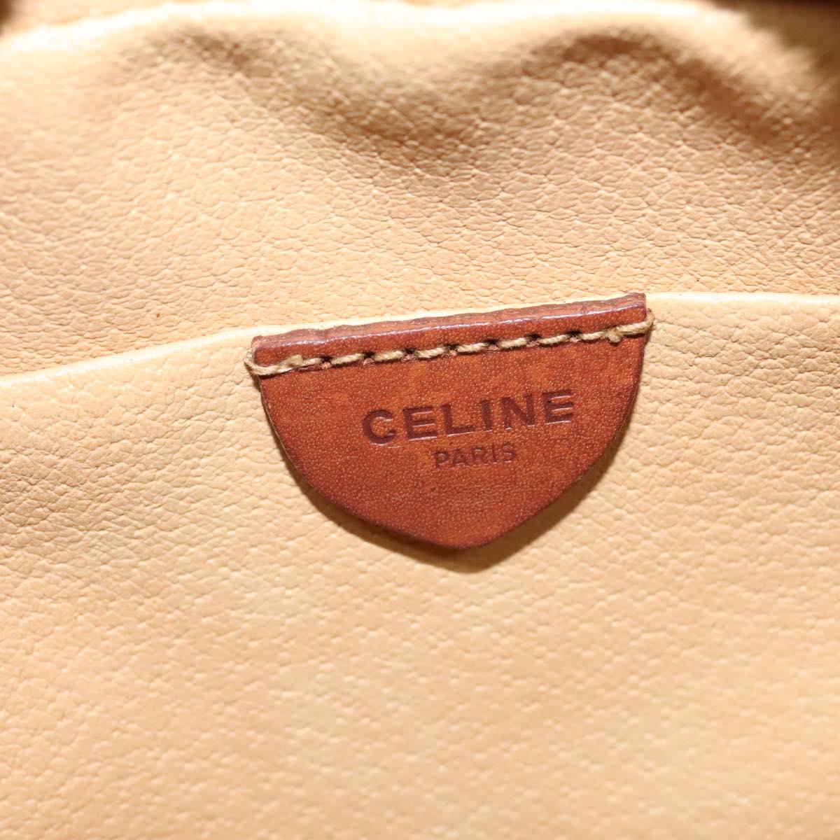 CELINE Macadam Canvas Shoulder Bag PVC Leather Brown Gold Auth ep8498