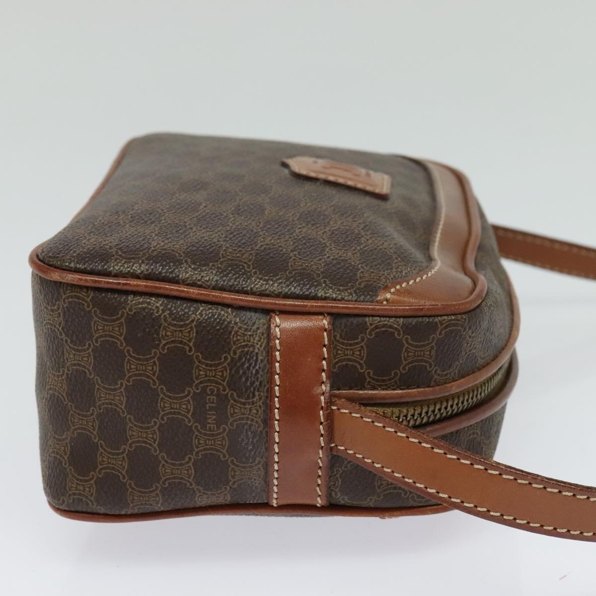 CELINE Macadam Canvas Shoulder Bag PVC Leather Brown Gold Auth ep8498
