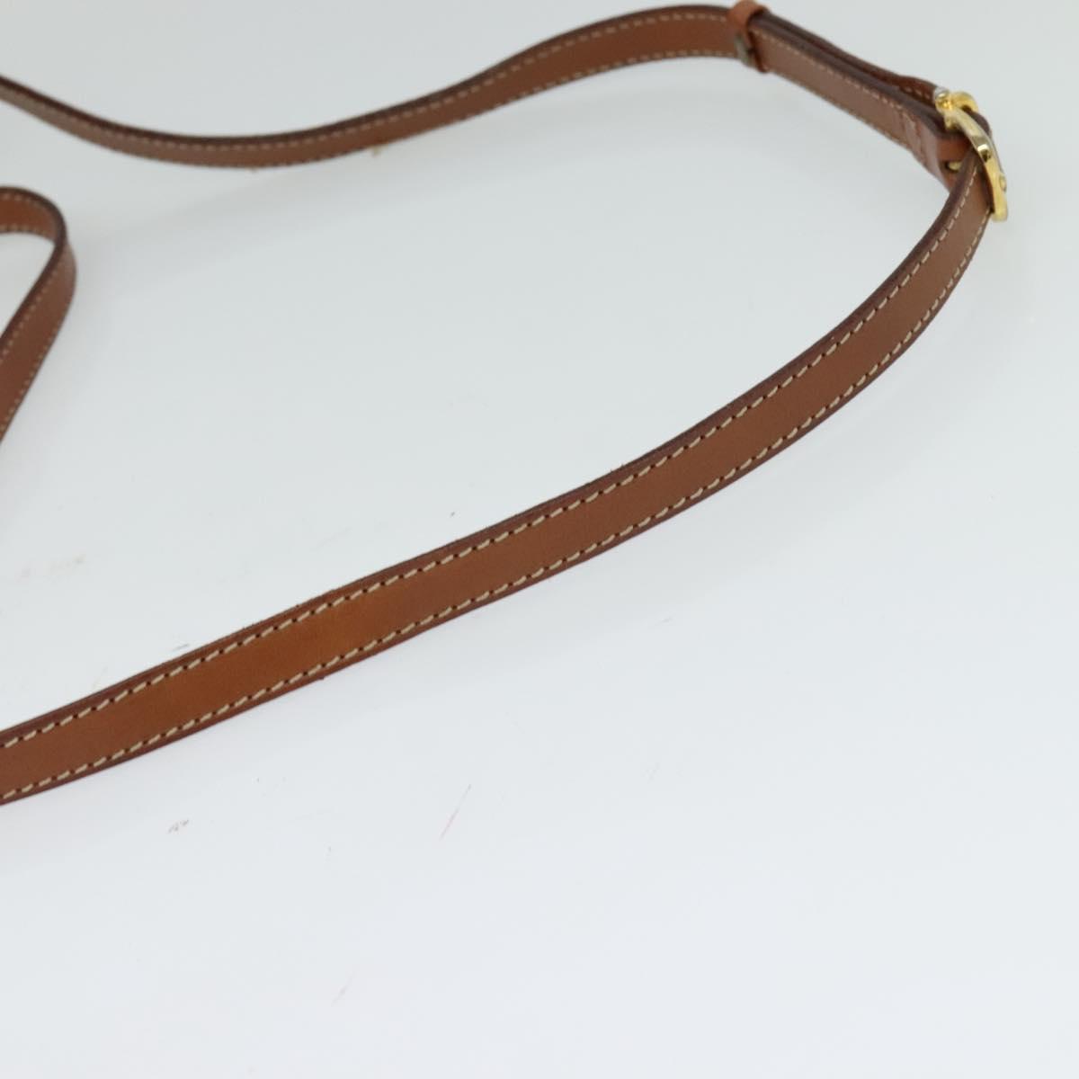 CELINE Macadam Canvas Shoulder Bag PVC Leather Brown Gold Auth ep8498